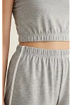 Kadın Gri Askılı Crop Top Ve Şortlu Gecelik Takım