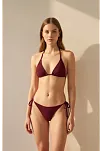 Kadın 3'lü Set Bordo Şortlu Ve Yandan Bağlamalı Bikini Mayo Takımı Kadın 3'lü Set Bordo Şortlu Ve Yandan Bağlamalı Bikini Mayo Takımı