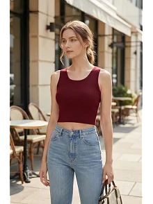 Kadın Bordo Kare Yaka Crop Top Bluz – Şık, Rahat Ve Kolay Kombinlenebilir Kadın Bordo Kare Yaka Crop Top Bluz – Şık, Rahat Ve Kolay Kombinlenebilir