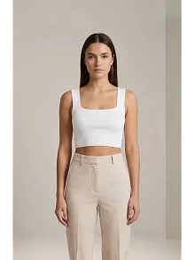 Kadın Beyaz Kalın Askılı Crop Top Büstiyer – Modern Ve Şık Tasarım