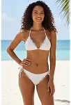 Kadın Beyaz Pedli Bel Ve Boyundan Bağlamalı Dantelli Şık Bikini Takımı