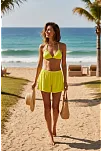 Kadın Fosforlu Şortlu Belden Ve Boyundan Bağlamalı Bikini Takımı Kadın Fosforlu Şortlu Belden Ve Boyundan Bağlamalı Bikini Takımı