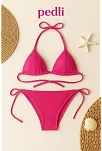Kadın Fuşya Yandan Bağlamalı Bikini Mayo Takımı
