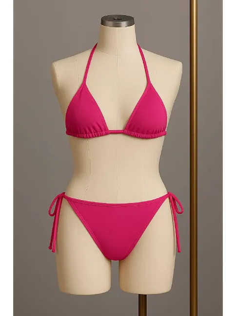 Kadın Fuşya Yandan Bağlamalı Bikini Mayo Takımı