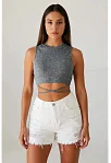 Kadın Gri Çapraz Bağlamalı Crop Top Büstiyer – Modern Ve Şık Tasarım