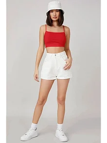 Kadın Kırmızı Ip Askılı Crop Top Büstiyer – Modern Ve Şık Tasarım