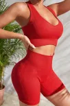 Kadın Kırmızı Yüksek Bel Çapraz Sırt Detaylı Şortlu Gecelik Takım – Modern, Konforlu Ve Günlük Kombinlere Uygun