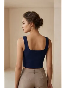 Kadın Lacivert Kalın Askılı Crop Top Büstiyer – Modern Ve Şık Tasarım Kadın Lacivert Kalın Askılı Crop Top Büstiyer – Modern Ve Şık Tasarım