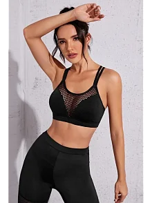 Kadın Siyah Fileli Crop Top Büstiyer – Modern Ve Şık Tasarım