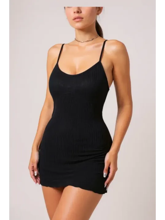 Kadın Siyah Kaşkorse Ince Askılı Şık Gecelik – Modern Ve Şık Tasarım