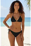 Kadın Siyah Pedli Bel Ve Boyundan Bağlamalı Dantelli Şık Bikini Takımı
