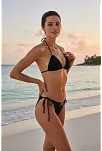 Kadın Siyah Pedli Fiyonklu Bağlamalı Bikini Takımı