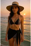 Kadın Siyah Ve Leopar Desenli Pareolu 3'lü Bikini Takımı – Modern, Konforlu Ve Günlük Kombinlere Uygun