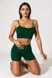 Kadın Yeşil Şortlu Kaşkorse Gecelik Takım – Modern, Konforlu Ve Günlük Kombinlere Uygun