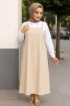Kadın Taş Rengi Basic Ayarlanabilir Askılı Jile Elbise Kadın Taş Rengi Basic Ayarlanabilir Askılı Jile Elbise