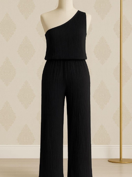 Kadın Siyah Tek Omuzlu Şık Bluz & Geniş Paça Pantolon İkili Takım – Modern, Konforlu Ve Günlük Kombinlere Uygun Kadın Siyah Tek Omuzlu Şık Bluz & Geniş Paça Pantolon İkili Takım – Modern, Konforlu Ve Günlük Kombinlere Uygun