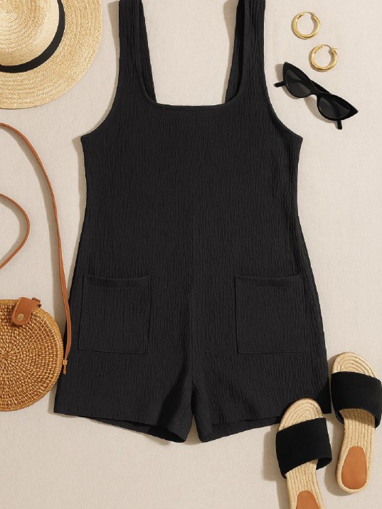 Kadın Siyah Mini Cepli Tulum Plaj Elbisesi – Şık, Rahat ve 4 Mevsim Kullanıma Uygun Kadın Siyah Mini Cepli Tulum Plaj Elbisesi – Şık, Rahat ve 4 Mevsim Kullanıma Uygun