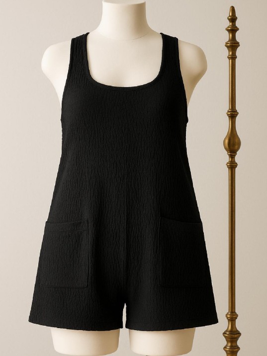 Kadın Siyah Mini Cepli Tulum Plaj Elbisesi – Şık, Rahat ve 4 Mevsim Kullanıma Uygun Kadın Siyah Mini Cepli Tulum Plaj Elbisesi – Şık, Rahat ve 4 Mevsim Kullanıma Uygun