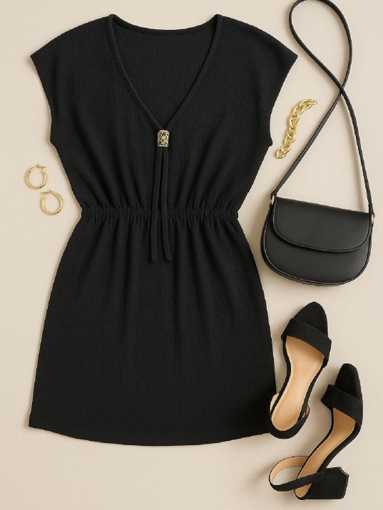Kadın Siyah Yanları Yırtmaçlı Tokalı V Yaka Mini Plaj Elbisesi – Şık, Rahat ve 4 Mevsim Kullanıma Uygun Kadın Siyah Yanları Yırtmaçlı Tokalı V Yaka Mini Plaj Elbisesi – Şık, Rahat ve 4 Mevsim Kullanıma Uygun
