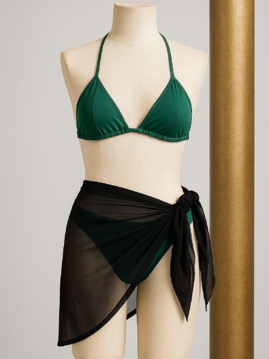 Kadın Yeşil Siyah Pareolu Yandan ve Boyundan Bağlamalı 3'lü Bikini Takımı – Modern, Konforlu ve Günlük Kombinlere Uygun Kadın Yeşil Siyah Pareolu Yandan ve Boyundan Bağlamalı 3'lü Bikini Takımı – Modern, Konforlu ve Günlük Kombinlere Uygun