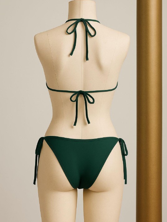 Kadın Yeşil Yandan Ve Boyundan Bağlamalı Bikini Mayo Takımı – Modern, Konforlu Ve Günlük Kombinlere Uygun