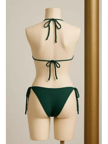 Kadın Yeşil Yandan Ve Boyundan Bağlamalı Bikini Mayo Takımı – Modern, Konforlu Ve Günlük Kombinlere Uygun