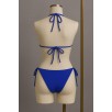 Kadın Mavi Yandan ve Boyundan Bağlamalı Bikini Mayo Takımı