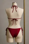 Kadın Bordo Yandan Ve Boyundan Bağlamalı Bikini Mayo Takımı