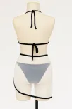 Kadın Siyah Beyaz Pareolu Yandan Ve Boyundan Bağlamalı 3'lü Bikini Takımı – Modern, Konforlu Ve Günlük Kombinlere Uygun