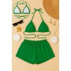 Kadın Yeşil Şortlu Belden ve Boyundan Bağlamalı Bikini Takımı – Modern, Konforlu ve Günlük Kombinlere Uygun