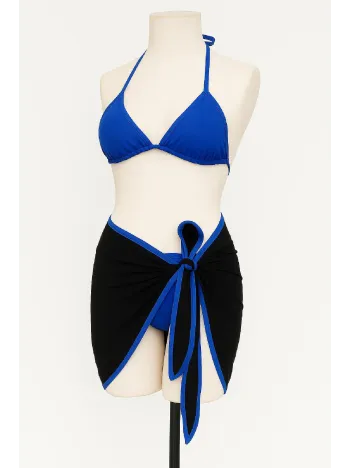 Kadın Mavi Pareolu Yandan Ve Boyundan Bağlamalı 3'lü Bikini Takımı – Modern, Konforlu Ve Günlük Kombinlere Uygun