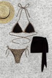 Kadın Siyah Ve Leopar Desenli Pareolu 3'lü Bikini Takımı – Modern, Konforlu Ve Günlük Kombinlere Uygun