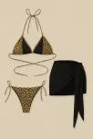 Kadın Siyah Ve Leopar Desenli Pareolu 3'lü Bikini Takımı – Modern, Konforlu Ve Günlük Kombinlere Uygun Kadın Siyah Ve Leopar Desenli Pareolu 3'lü Bikini Takımı – Modern, Konforlu Ve Günlük Kombinlere Uygun