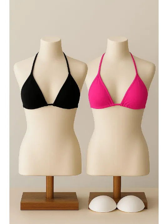 Kadın Siyah Ve Fuşya Minimal Kesim Üçgen Bikini Üstü – Modern Ve Şık Tasarım