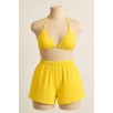 Kadın Sarı Şortlu Belden ve Boyundan Bağlamalı Bikini Takımı – Modern, Konforlu ve Günlük Kombinlere Uygun Kadın Sarı Şortlu Belden ve Boyundan Bağlamalı Bikini Takımı – Modern, Konforlu ve Günlük Kombinlere Uygun