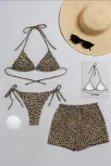 Kadın 3'lü Set Leopar Desenli Şortlu Ve Yandan Bağlamalı Bikini Mayo Takımı – Modern, Konforlu Ve Günlük Kombinlere Uygun