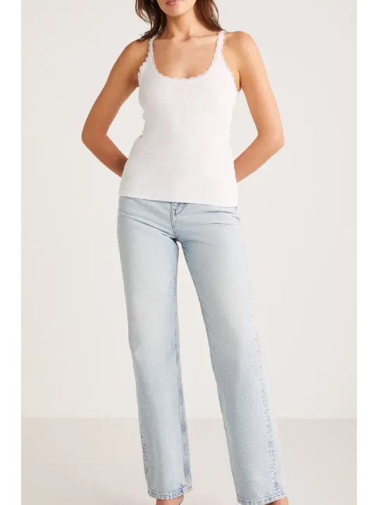 Kadın Beyaz Normal Kalıp Dantel Detalı Ince Askılı Oyuk Yaka Atlet – Modern Ve Şık Tasarım