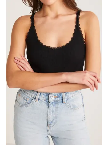 Kadın Siyah Normal Kalıp Dantel Detalı Ince Askılı Oyuk Yaka Atlet – Modern Ve Şık Tasarı