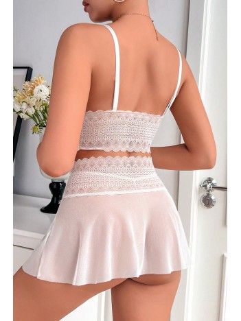 Kadın Beyaz Dantel Tül Detaylı Etekli Şık Gecelik Takımı – Modern, Konforlu Kadın Beyaz Dantel Tül Detaylı Etekli Şık Gecelik Takımı – Modern, Konforlu