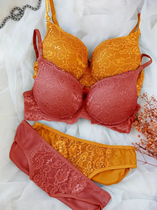 Kadın Hardal Ve Kiremit Rengi Dolgulu Balenli Sütyen Külot 2'li Paket – Modern Ve Şık Tasarım Kadın Hardal Ve Kiremit Rengi Dolgulu Balenli Sütyen Külot 2'li Paket – Modern Ve Şık Tasarım