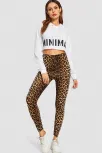 Kadın Leopar Desenli Yüksek Bel Dar Kesim Esnek Tayt – Modern Ve Şık Tasarım