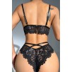 Kadın Siyah Kalp Tokalı Çapraz Lastik Detaylı Dantel İç Çamaşır Takımı Kadın Siyah Kalp Tokalı Çapraz Lastik Detaylı Dantel İç Çamaşır Takımı