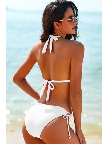 Kadın Beyaz Belden, Boyundan Bağlamalı Ve Ayarlanabilir Külotlu Üçgen Bikini Mayo Takımı – Modern, Konforlu Ve Günlük Kombinlere Uygun Kadın Beyaz Belden, Boyundan Bağlamalı Ve Ayarlanabilir Külotlu Üçgen Bikini Mayo Takımı – Modern, Konforlu Ve Günlük Kombinlere Uygun