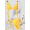 Kadın Sarı Yandan Bağlamalı Tangalı Üçgen Bikini Mayo Takımı – Modern, Konforlu ve Günlük Kombinlere Uygun