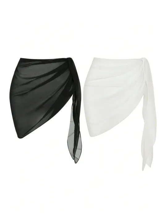 Kadın Siyah Beyaz Transparan Belden Bağlamalı Pareo 2'li – Modern Ve Şık Tasarım Kadın Siyah Beyaz Transparan Belden Bağlamalı Pareo 2'li – Modern Ve Şık Tasarım