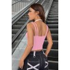 Kadın Pembe Beyaz Çift Renk Çapraz Askılı Crop Top Bluz – Şık, Rahat ve Kolay Kombinlenebilir