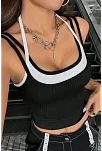 Kadın Beyaz Siyah Çift Renk Çapraz Askılı Crop Top Bluz – Şık, Rahat Ve Kolay Kombinlenebilir