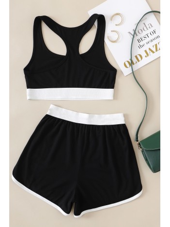 Kadın Siyah Beyaz Lastikli Çapraz Crop Toplu Şortlu Gecelik Takım – Modern, Konforlu Ve Günlük Kombinlere Uygun Kadın Siyah Beyaz Lastikli Çapraz Crop Toplu Şortlu Gecelik Takım – Modern, Konforlu Ve Günlük Kombinlere Uygun