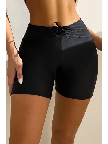 Kadın Siyah Önden Bağcıklı Deniz Şortu – Modern Ve Şık Tasarım