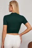 Kadın Yeşil Yarım Fermuarlı Ve Kısa Kollu Crop Top Bluz – Şık, Rahat Ve Kolay Kombinlenebilir